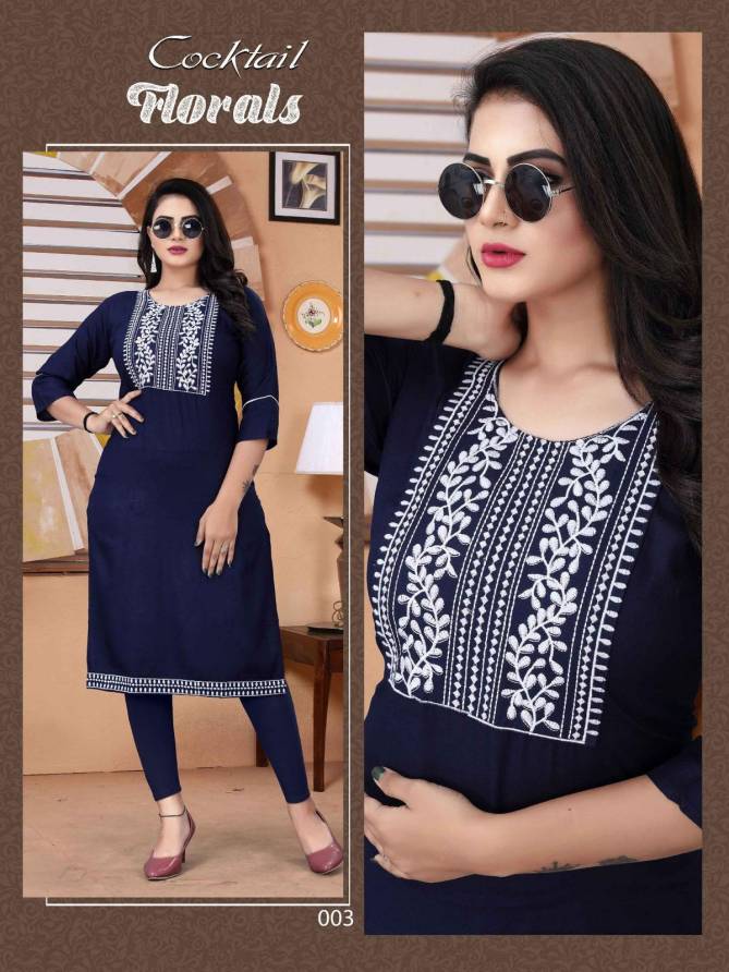 White Cocktail 2 Fancy Rayon Wholesale Kurti Collection